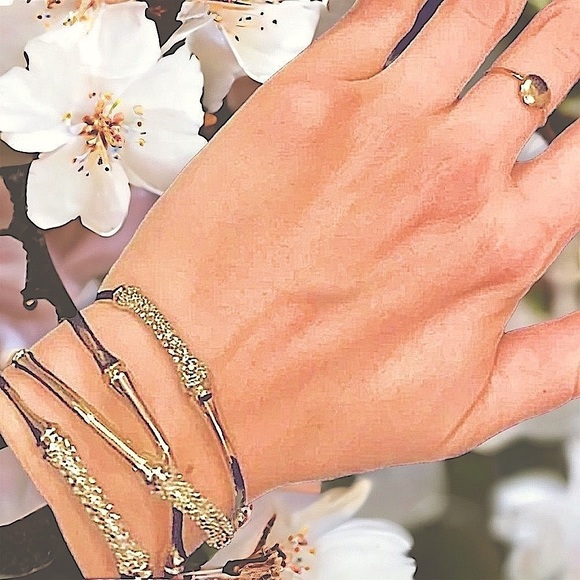 ALEXIS BITTAR Solanales Crystal Bamboo Gold Cuff Bracelet - Picture 2 of 9